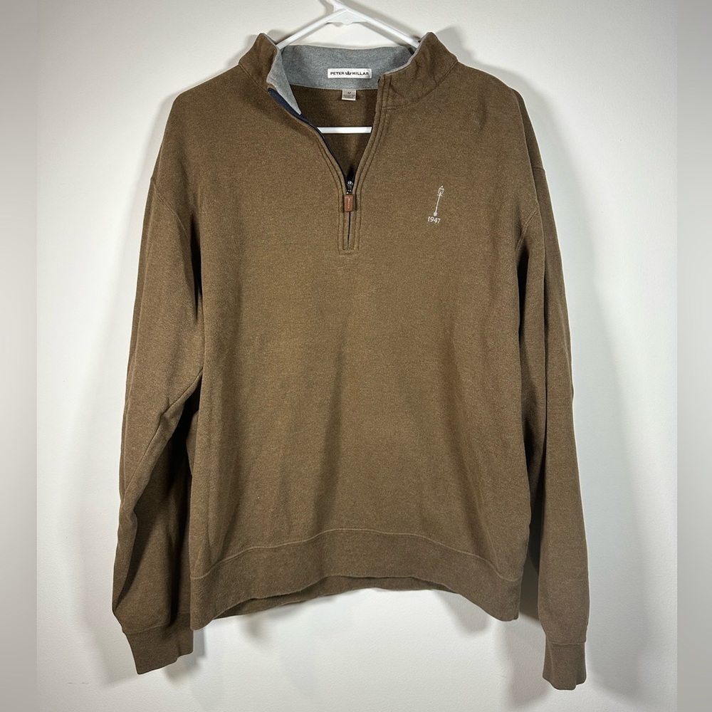 Peter Millar Long Sleeve 100% Cotton Quarter‎ Zip Pullover Brown Men’s Medium
